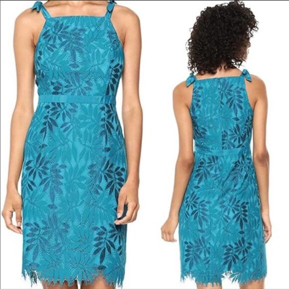 NWT Lilly Pulitzer Kayleigh Blue Floral Lace Mini Dress Sz 00 Sleeveless - Picture 3 of 11